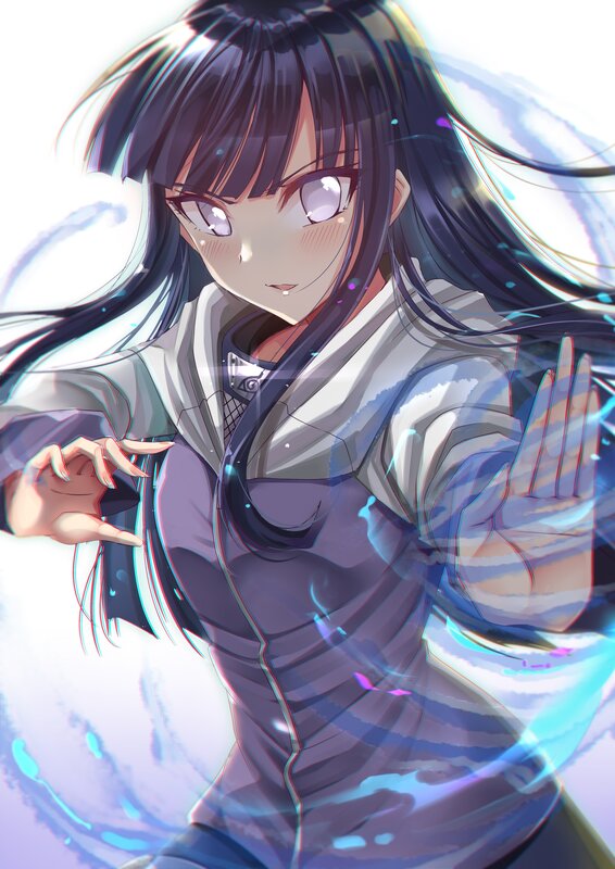Anime Girl with Dark Hair — Purple, Dynamic, Digital Art