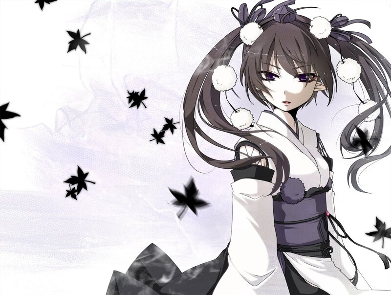 Anime Girl with Dark Hair — White, Calm, Autumn