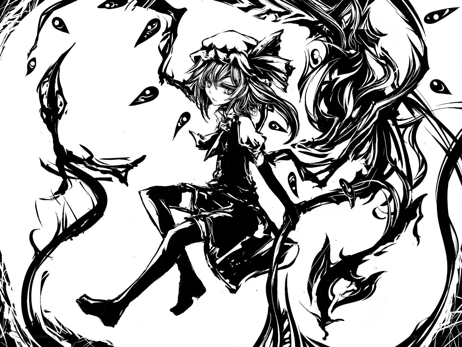 anime girl with dark spirits