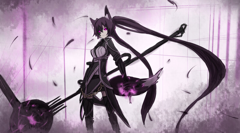 anime girl with dark weapon