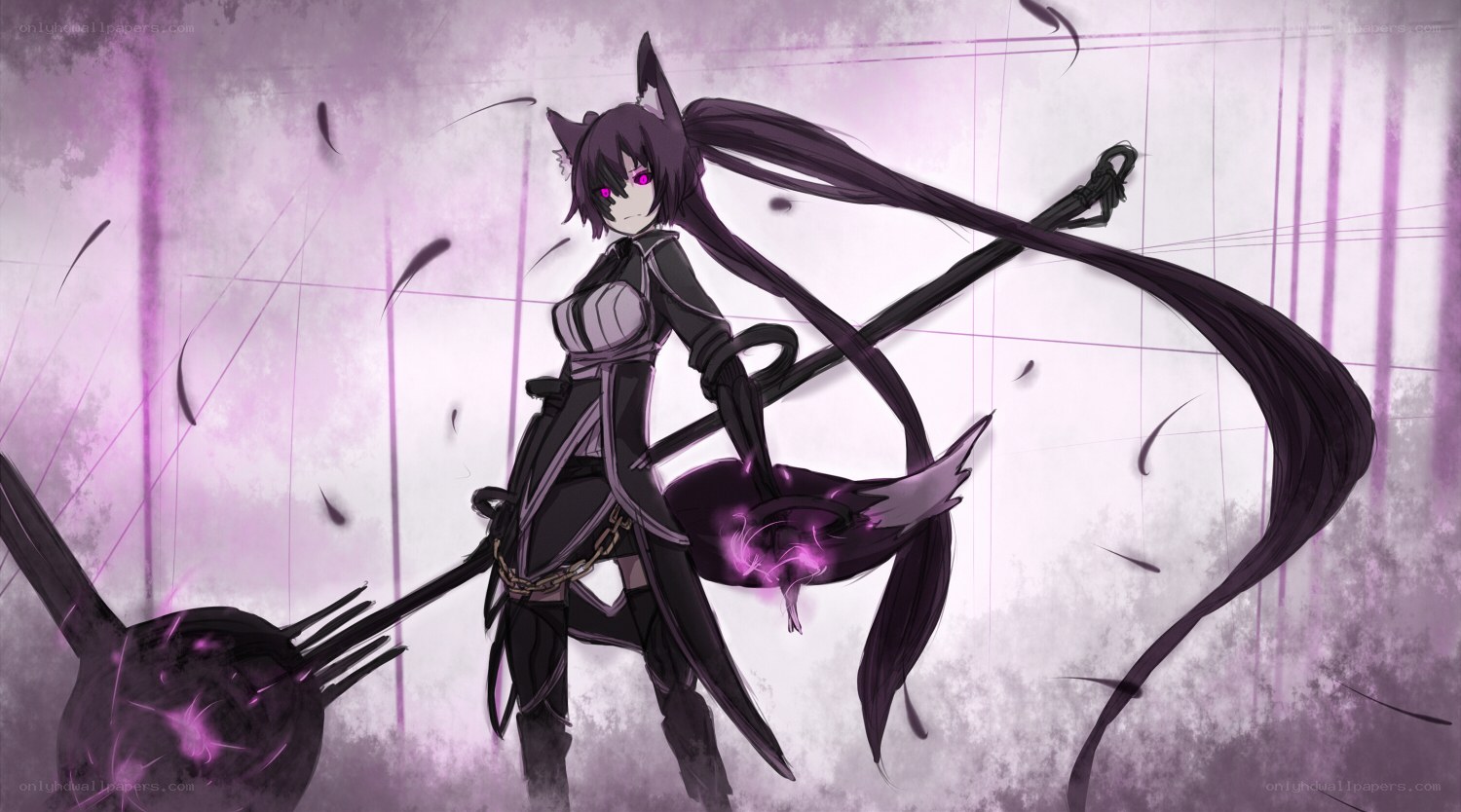 anime girl with dark weapon