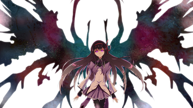 anime girl with dark wings
