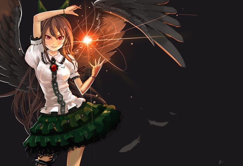 anime girl with dark wings