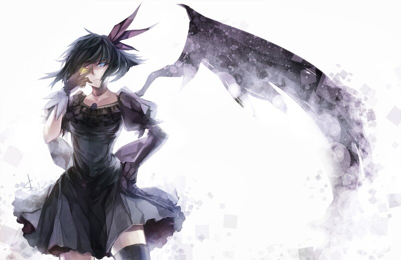 anime girl with dark wings
