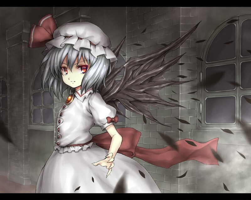 anime girl with dark wings