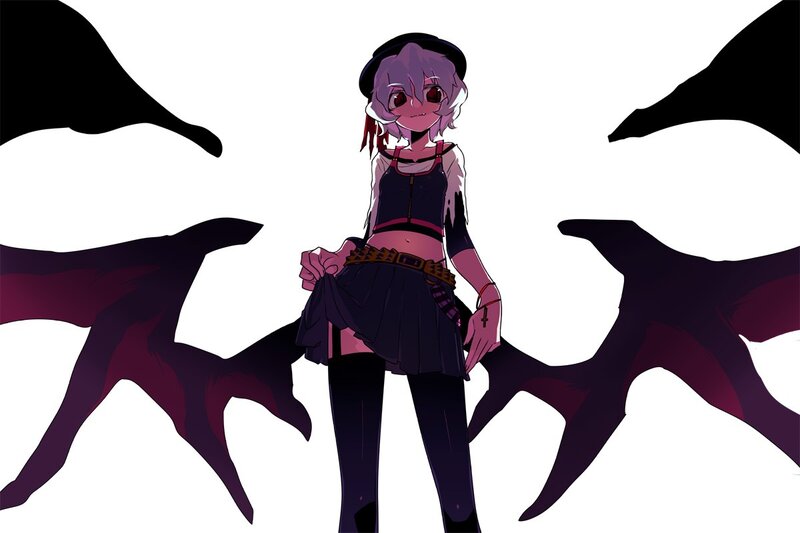 anime girl with dark wings
