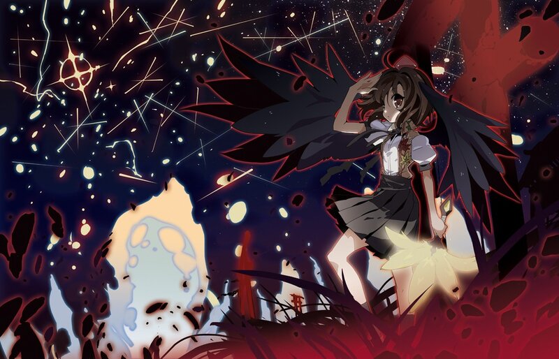 anime girl with dark wings