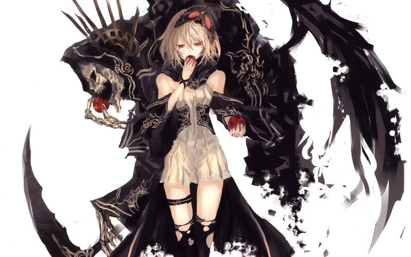 anime girl with dark wings