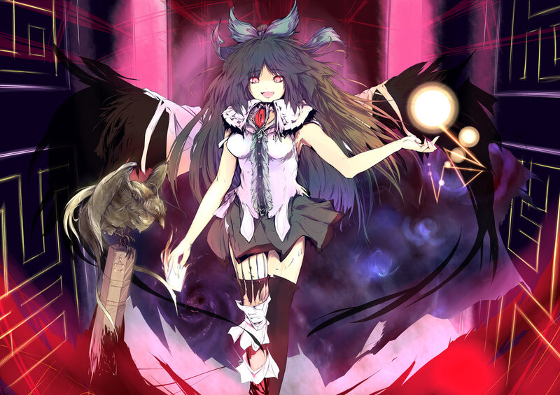 anime girl with dark wings