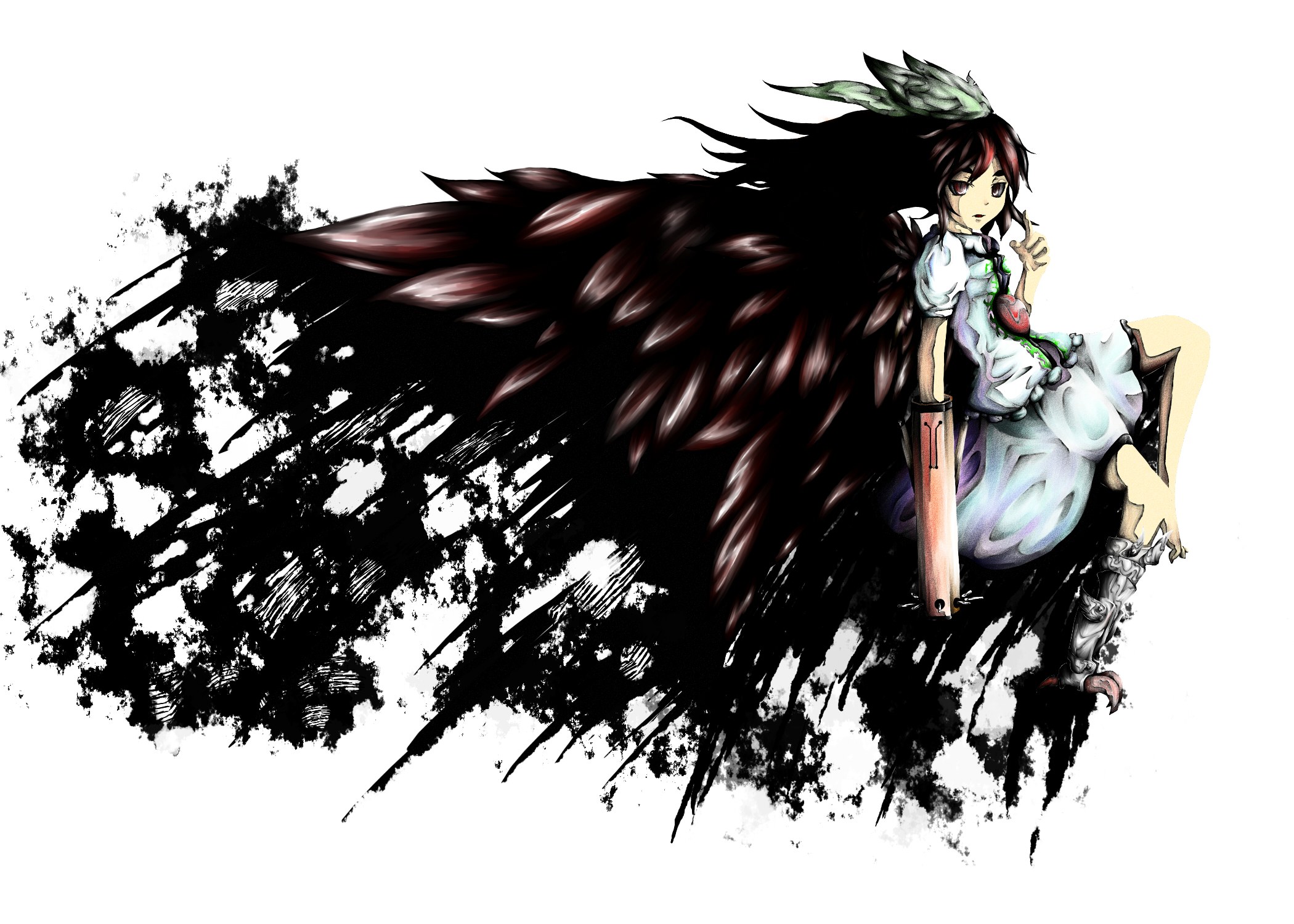 anime girl with dark wings