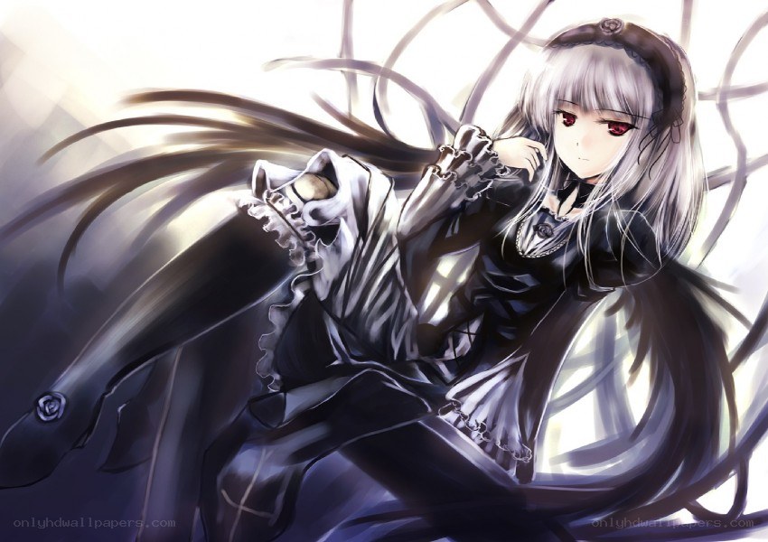 anime girl with dark wings