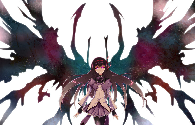 Anime Girl with Dark Wings — Black