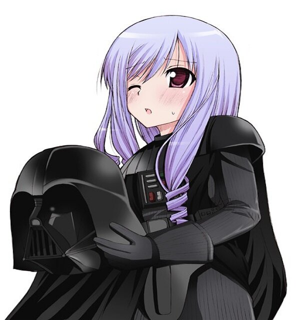 anime girl with darth vader helmet