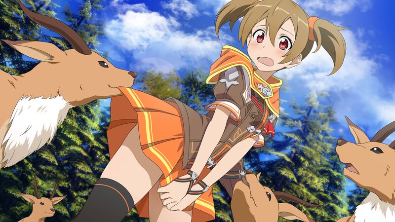 Anime Girl with Deer — Orange, Peaceful