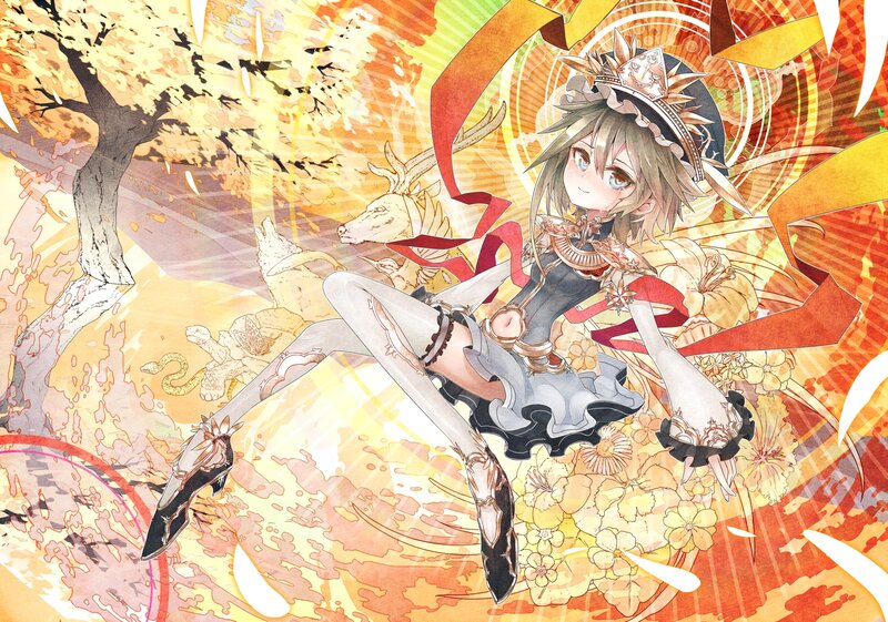Anime Girl with Deer — Orange