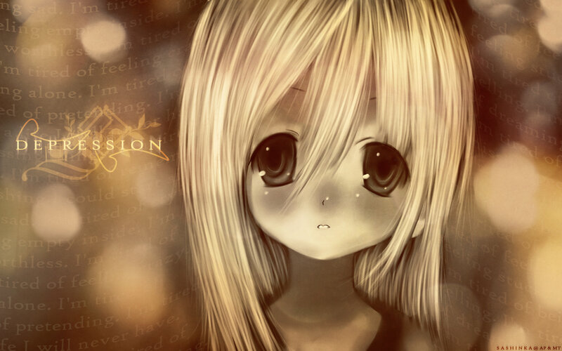 anime girl with depression theme