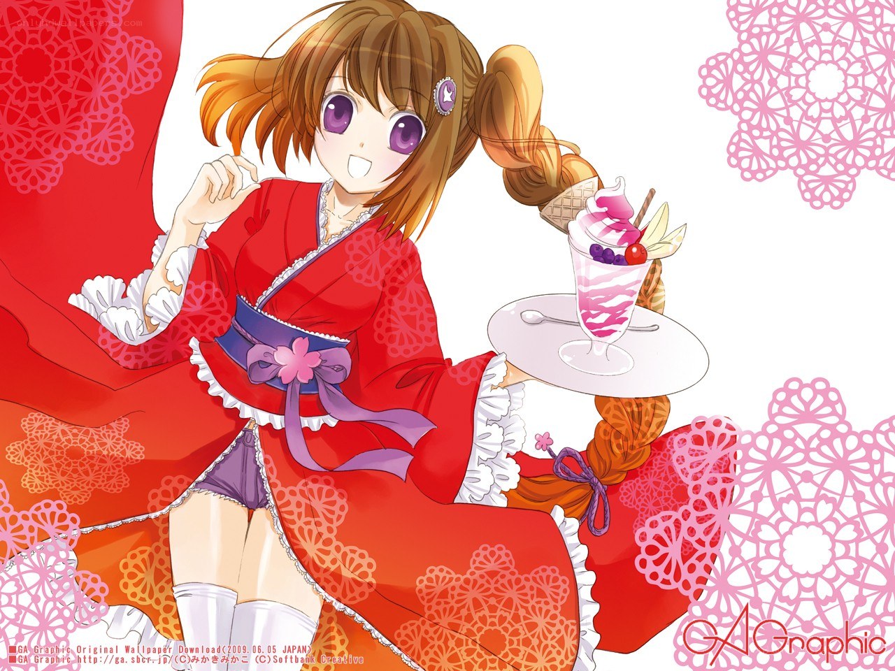 Anime girl with dessert