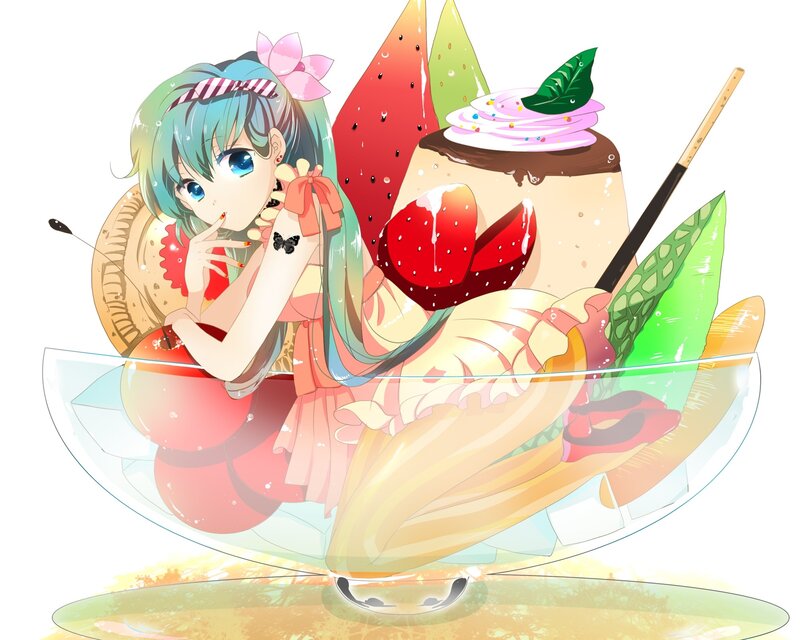 anime girl with dessert