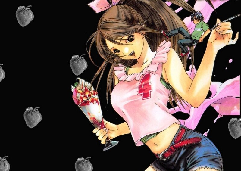 anime girl with dessert