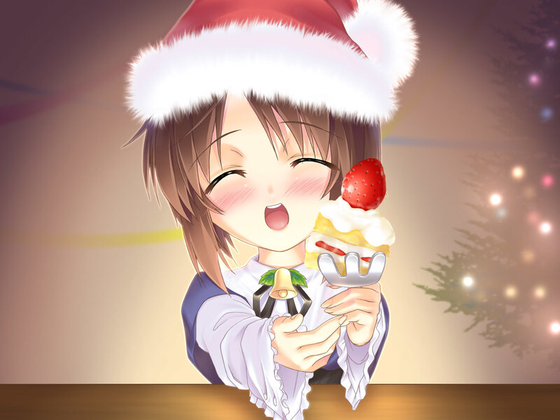 Anime girl with dessert