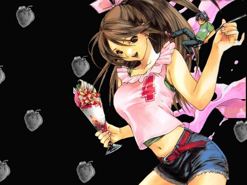 Anime girl with dessert