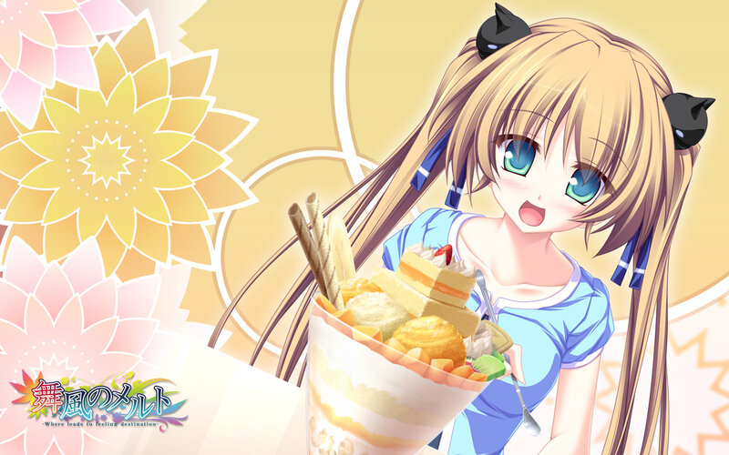 Anime girl with dessert