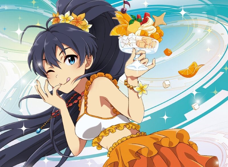 Anime Girl with Dessert — Blue