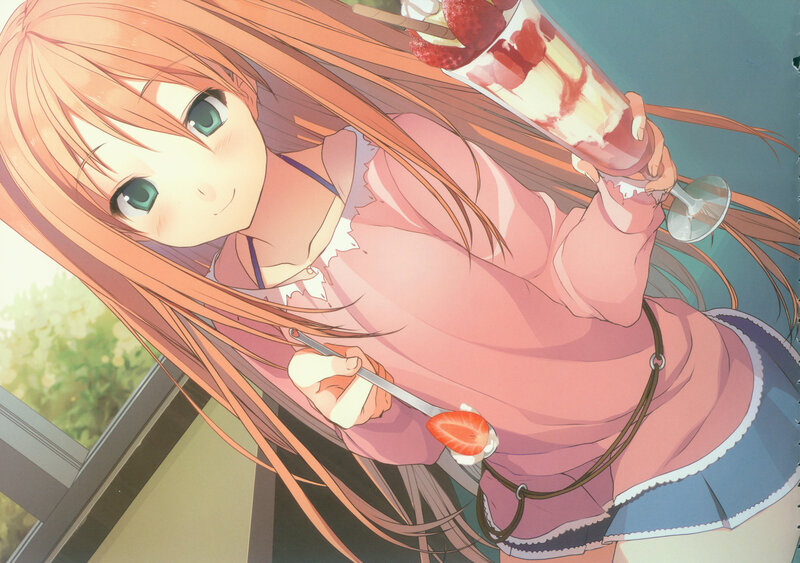 Anime Girl with Dessert — Pink, Cheerful