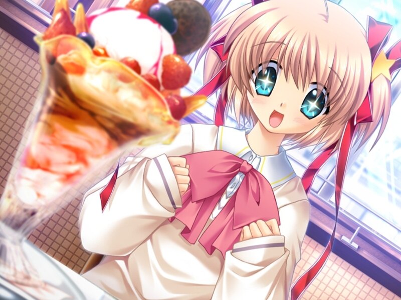 Anime Girl with Dessert — Pink