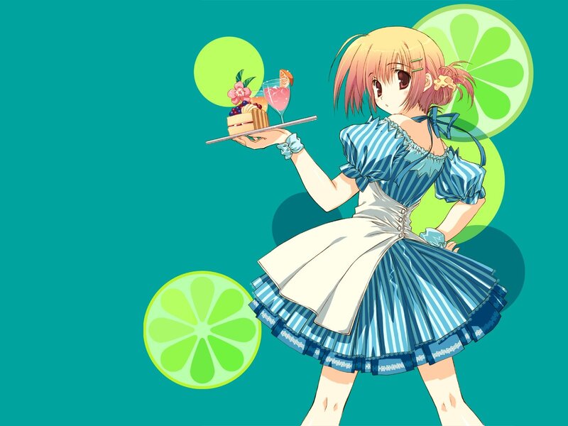 anime girl with dessert tray