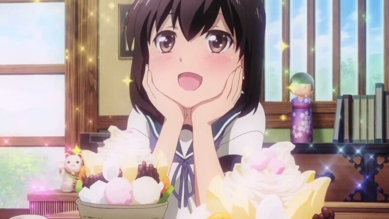 Anime Girl with Dessert — White