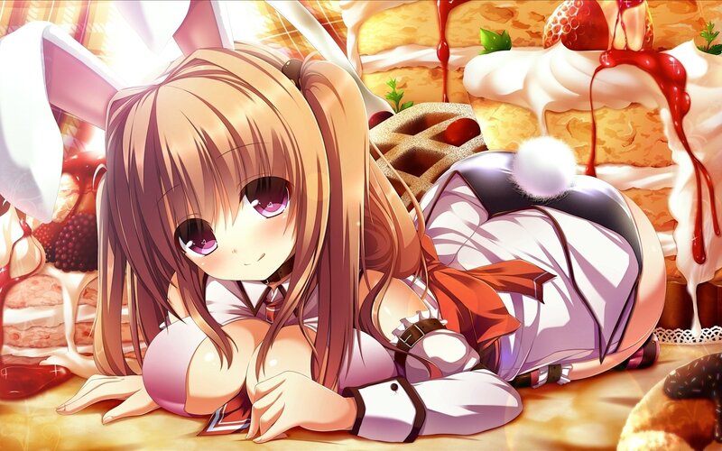 anime girl with desserts