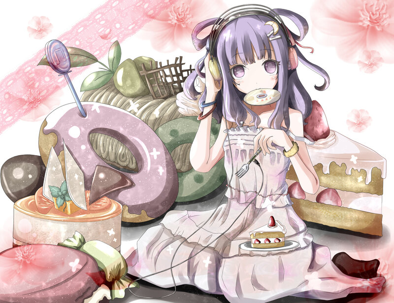Anime Girl with Desserts — Pink