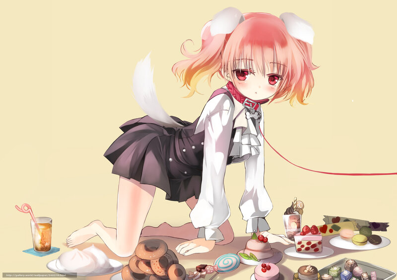 anime girl with desserts