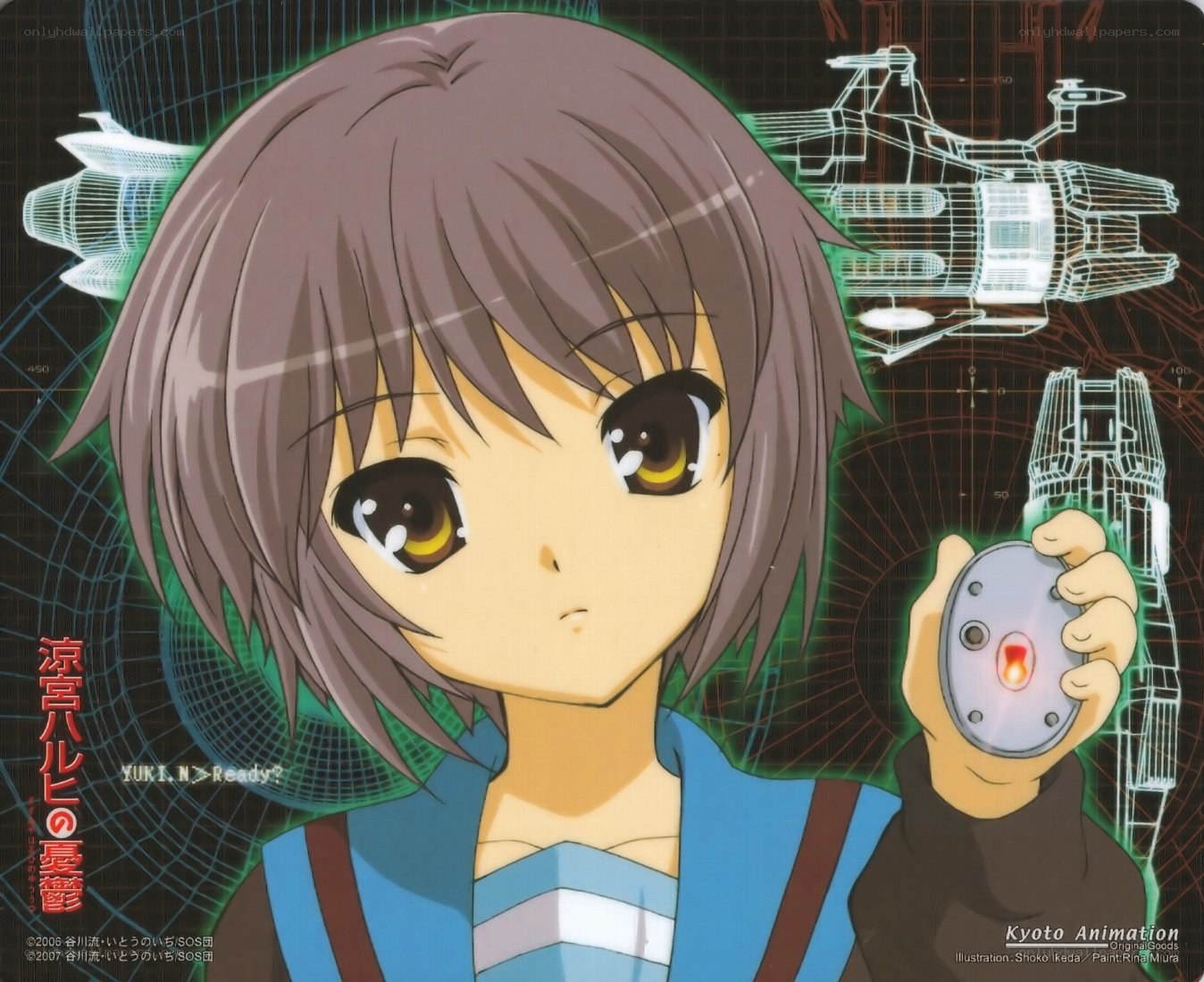 anime girl with device