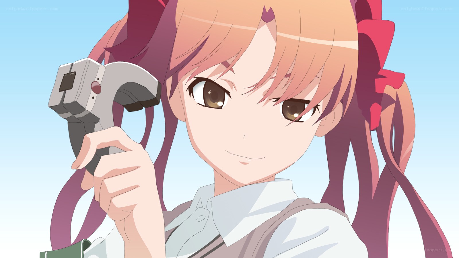 anime girl with device