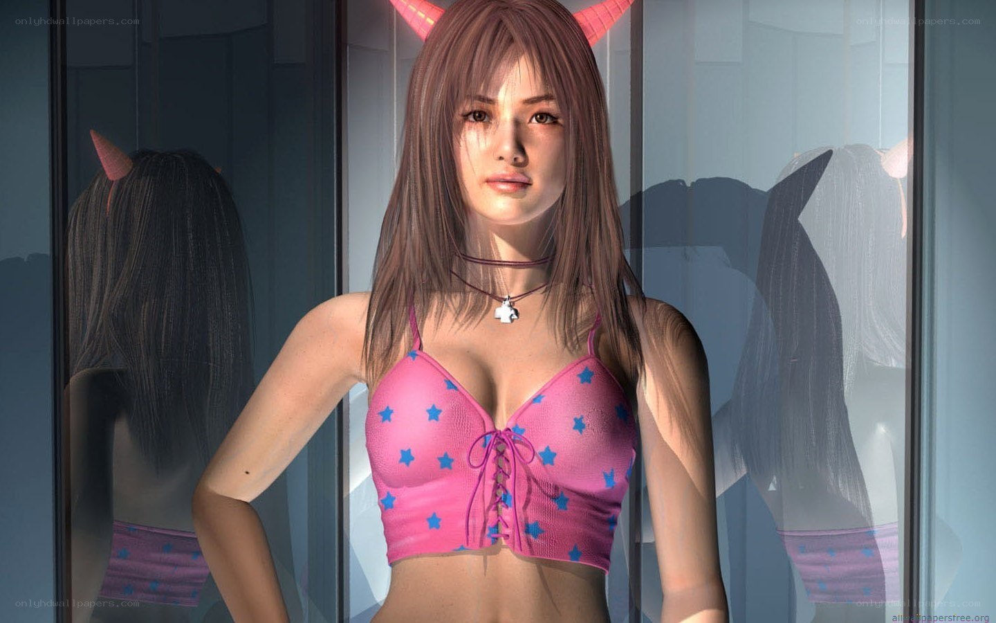 anime girl with devil horns