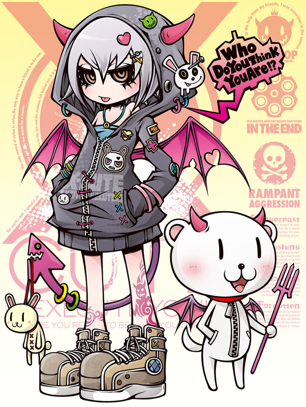 Anime Girl with Devil Horns — Yellow