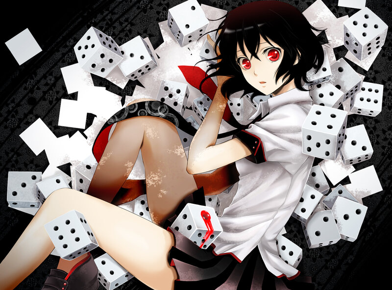 Anime Girl with Dice — Black