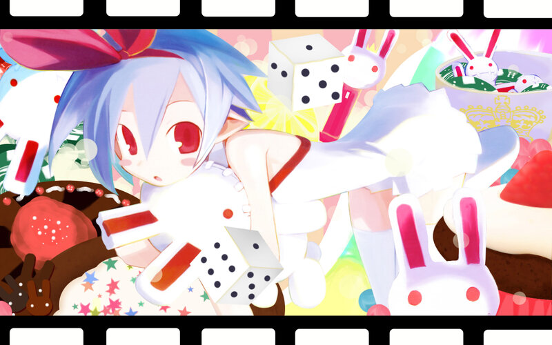 Anime Girl with Dice — Blue