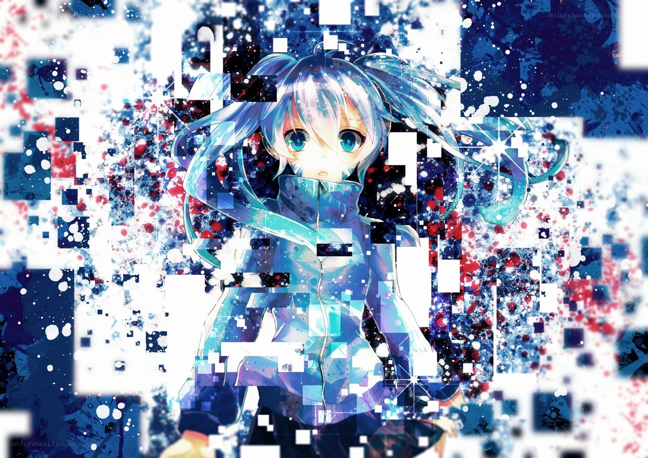 anime girl with digital effects
