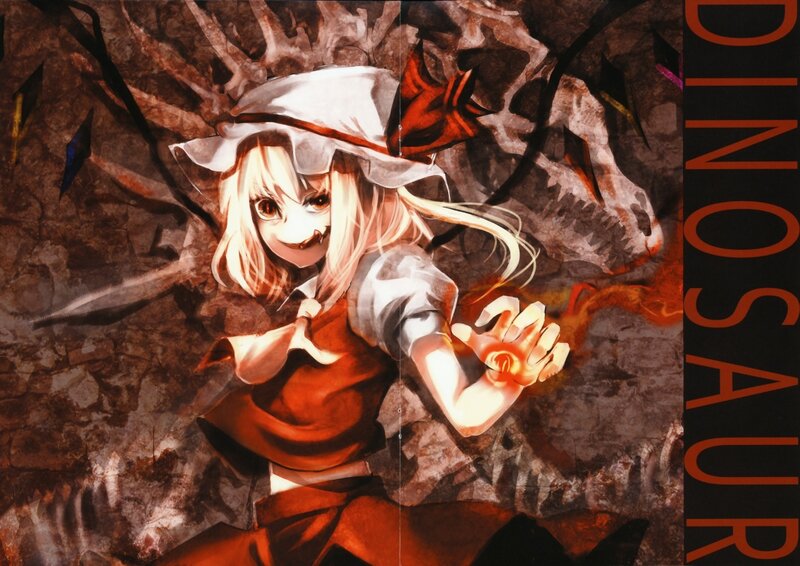 Anime girl with dinosaur bones