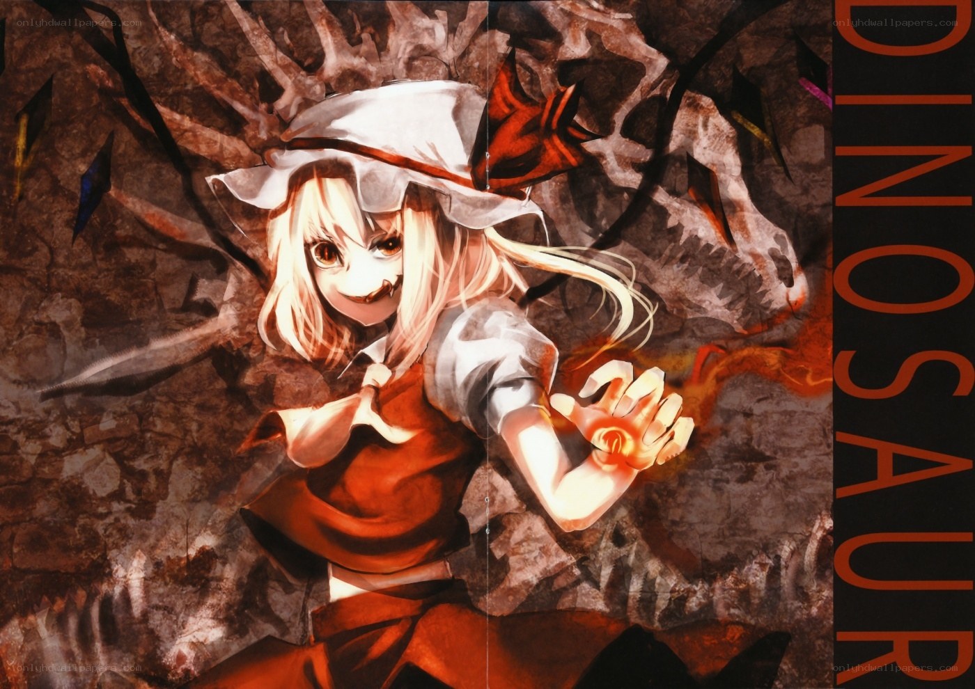 Anime girl with dinosaur bones