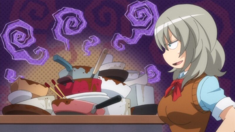 anime girl with dirty dishes
