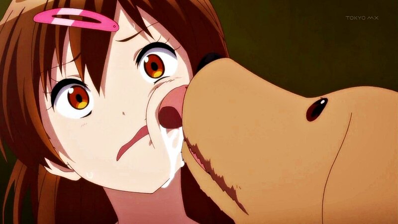 anime girl with dog