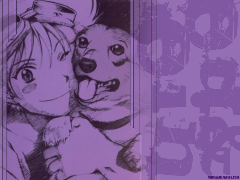 anime girl with dog