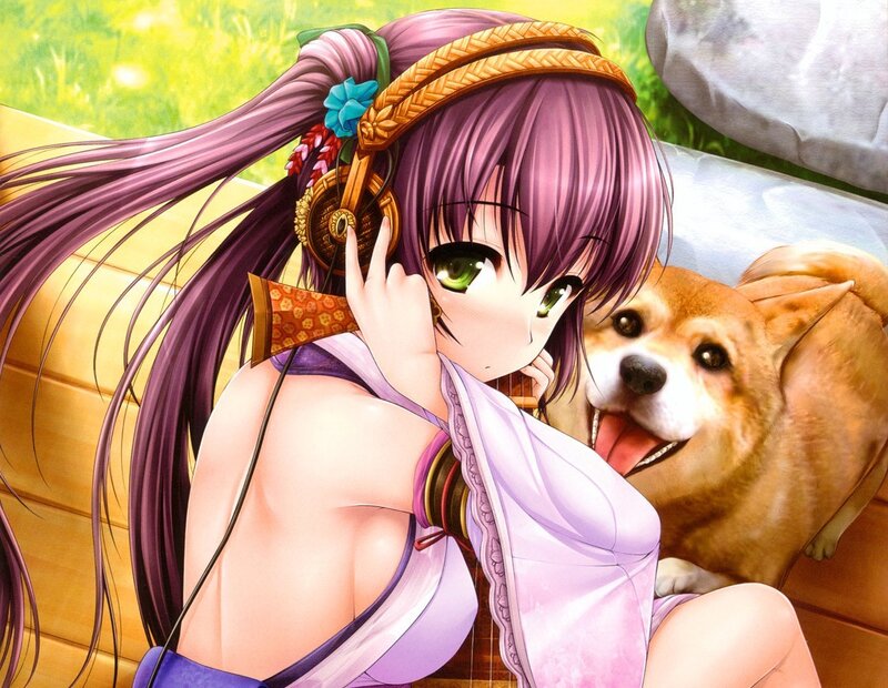 Anime girl with dog