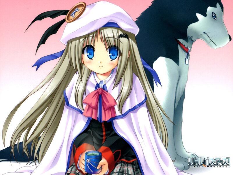 anime girl with dog companion