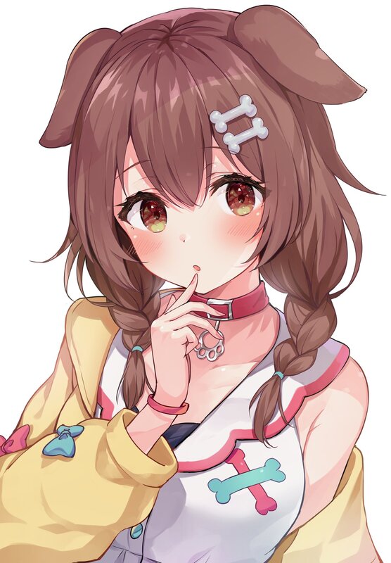 Anime Girl with Dog Ears — Brown, Playful, Digital Art