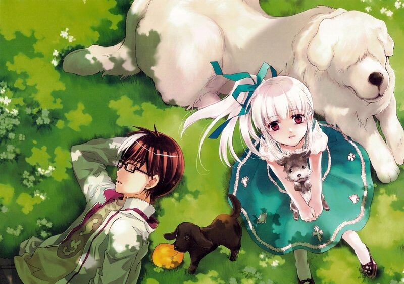 Anime Girl with Dogs
